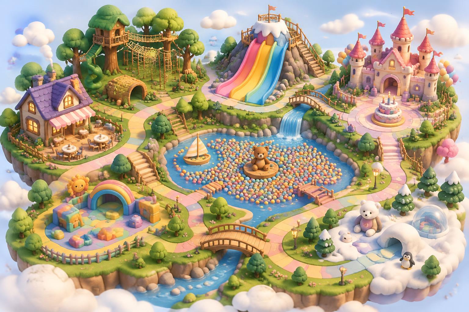 Illustrated map of the Happy Hippos playground